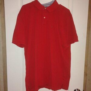 Vintage Red Men's Short Sleeve Tommy Hilfiger Polo